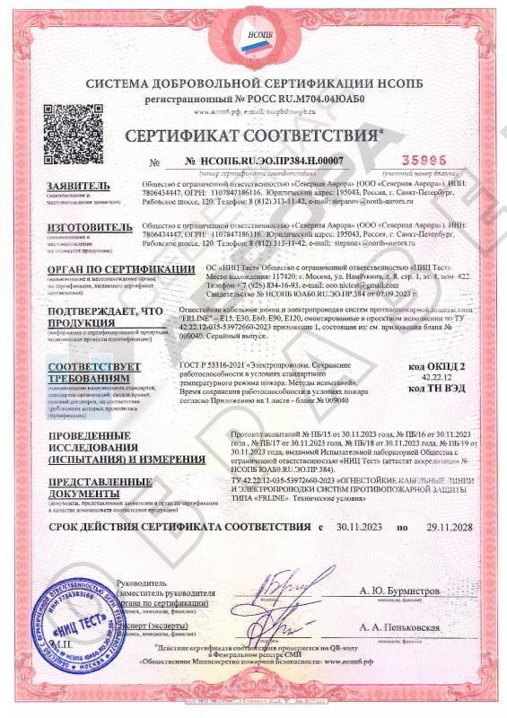 Сертификат ОКЛ FRLINE (2028)